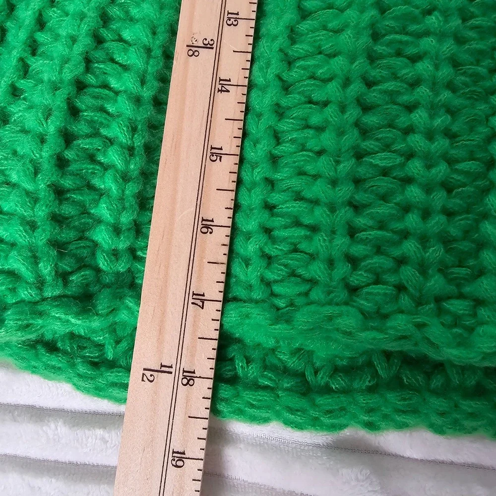 Women Chunky Knit Button Front Cropped Sweater Vest L Green Grannycore Eclectic